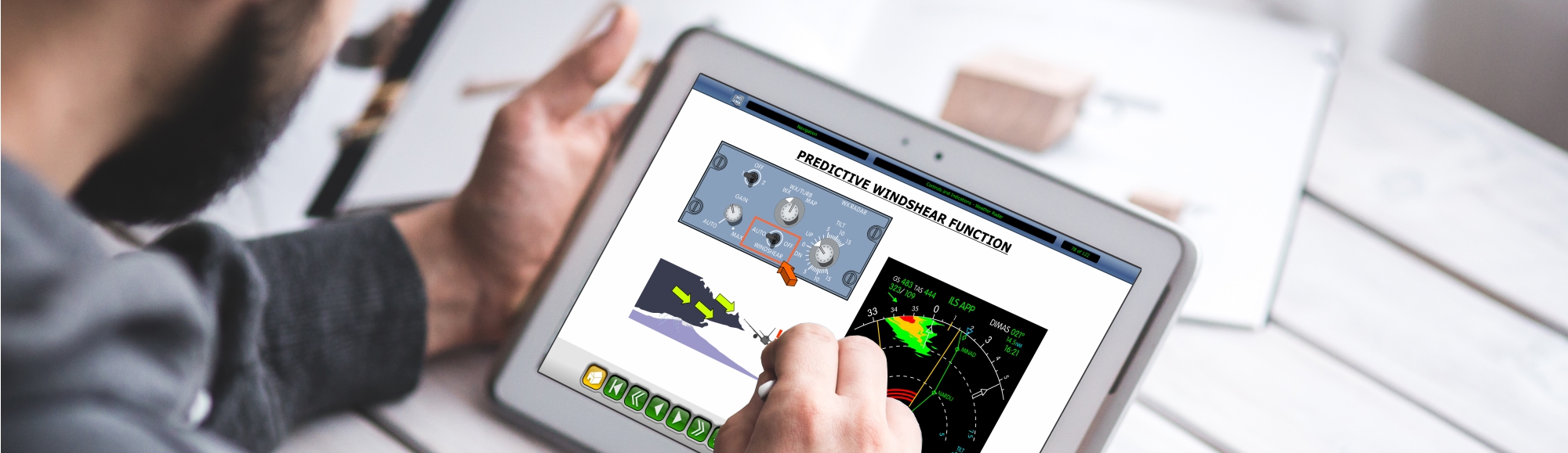 Avsoft Portable Classroom Online Pilot Training being used on a tablet